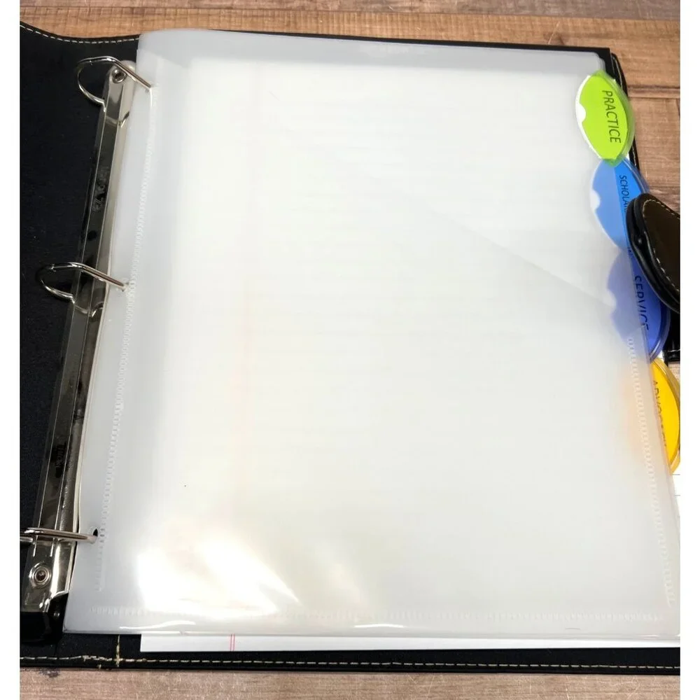 Professional Faux Leather 3-Ring Binder Portfolio Organizer With Tab Dividers